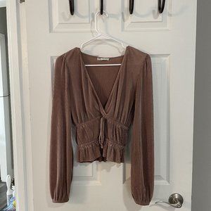 ZARA Blouse Long-Sleeve and Flowy Pink